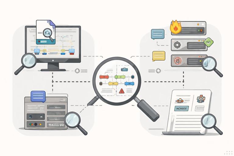 Illustration of a beginner digital forensics workflow showing two parallel evidence sources: packet capture (PCAP) and network logs (firewall, DNS, proxy), converging into a timeline and incident narrative; clean flat infographic style, neutral colors, no text labels