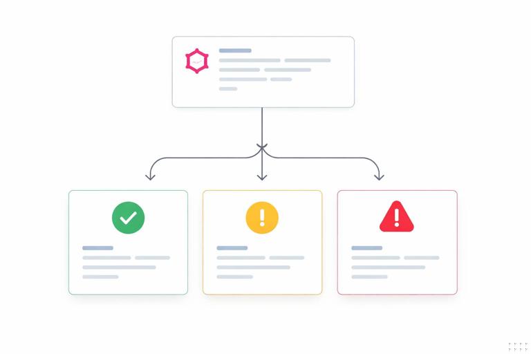 Client UI flow showing a GraphQL mutation returning a typed union result with branches for Success, ValidationError, and ConflictError; depict three cards connected by arrows from a single request; clean product UI mock style, no text.